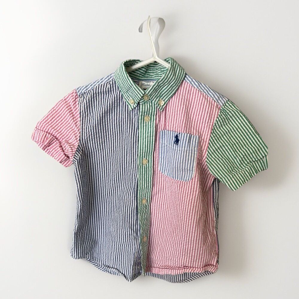 Ralph Lauren Toddler Plaid Button Down Shirt 24M  Preppy seersucker "fun shirt